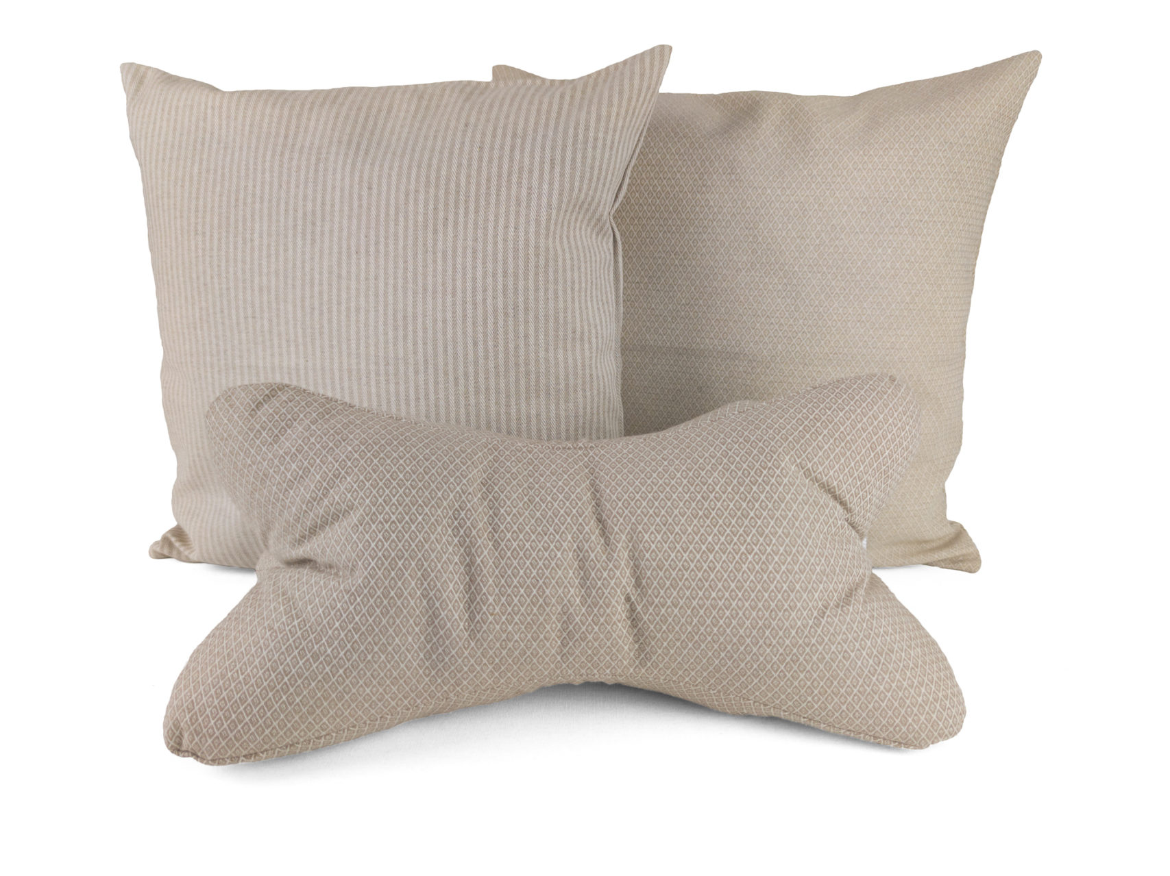 Kissen-Set-B-zwei-Kissen-Streifen-Rauten-Leseknochen-Rauten-beige