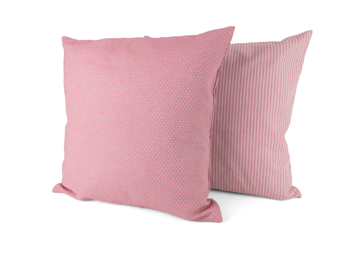 Kissen 2er Set – Streifen & Rauten altrosa