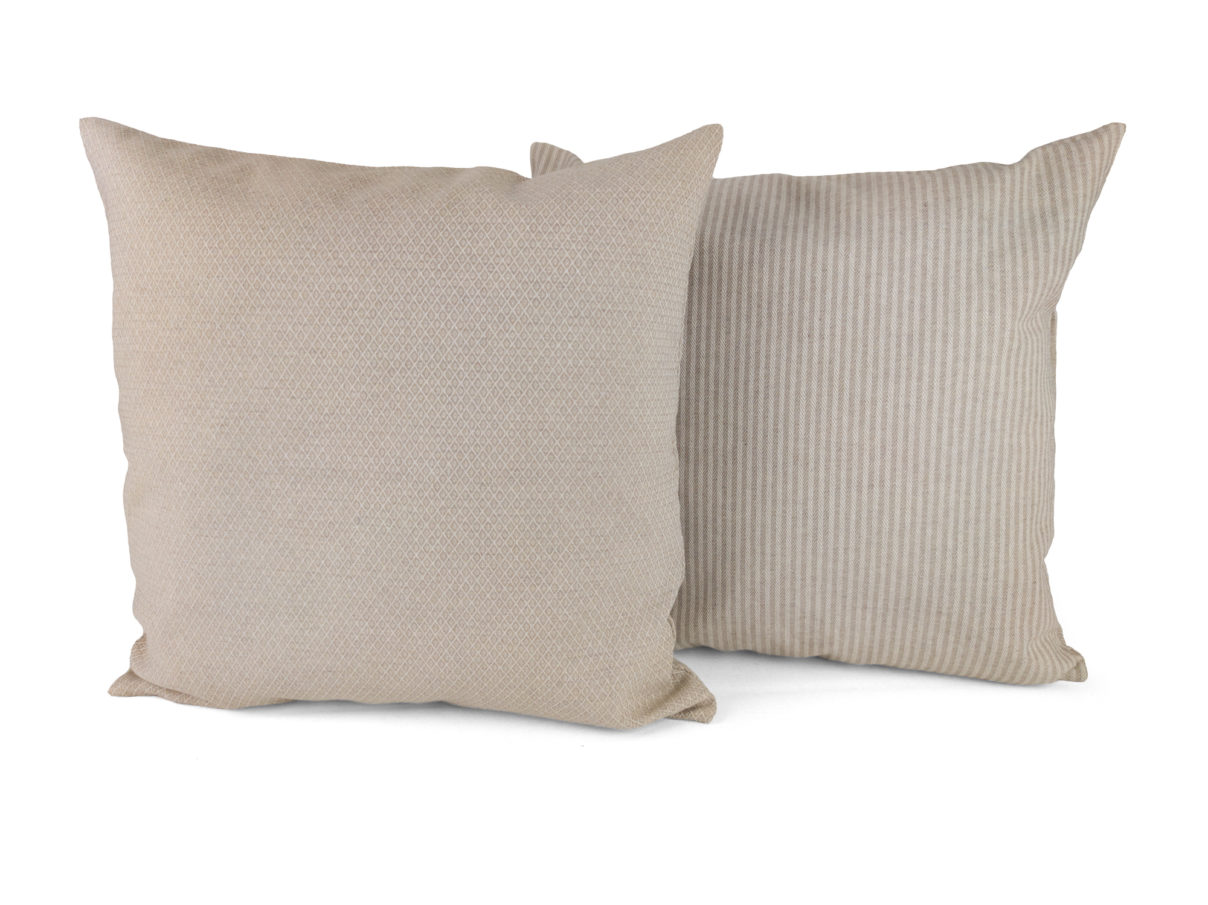 Kissen 2er Set – Streifen & Rauten beige