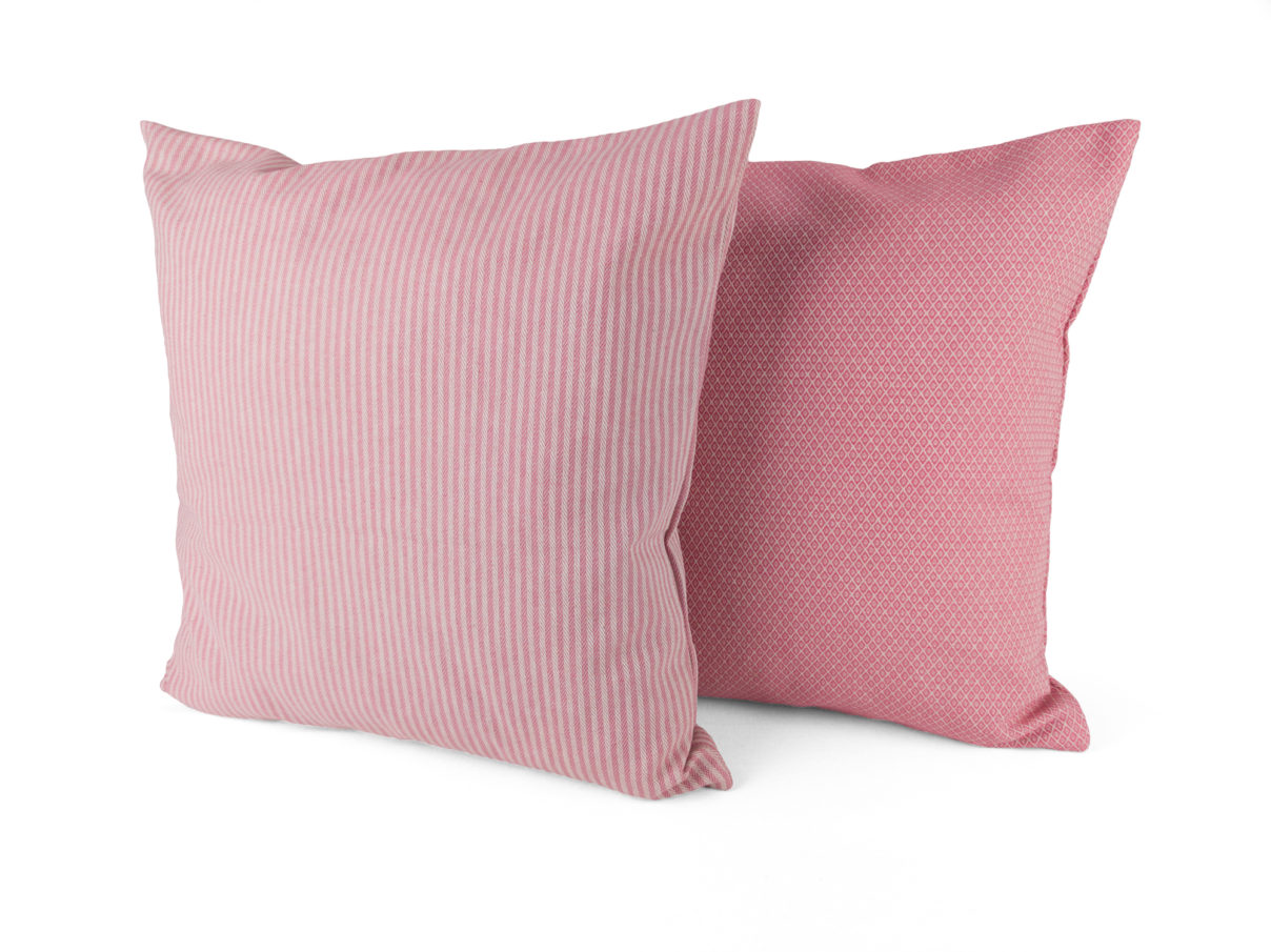 Kissen 2er Set – Streifen & Rauten altrosa