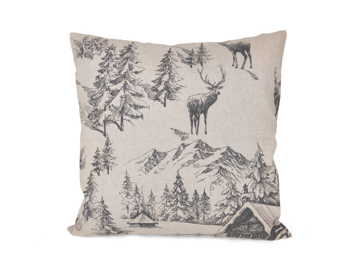 Kissenbezug 40x40cm – Berghütte im Winterwald