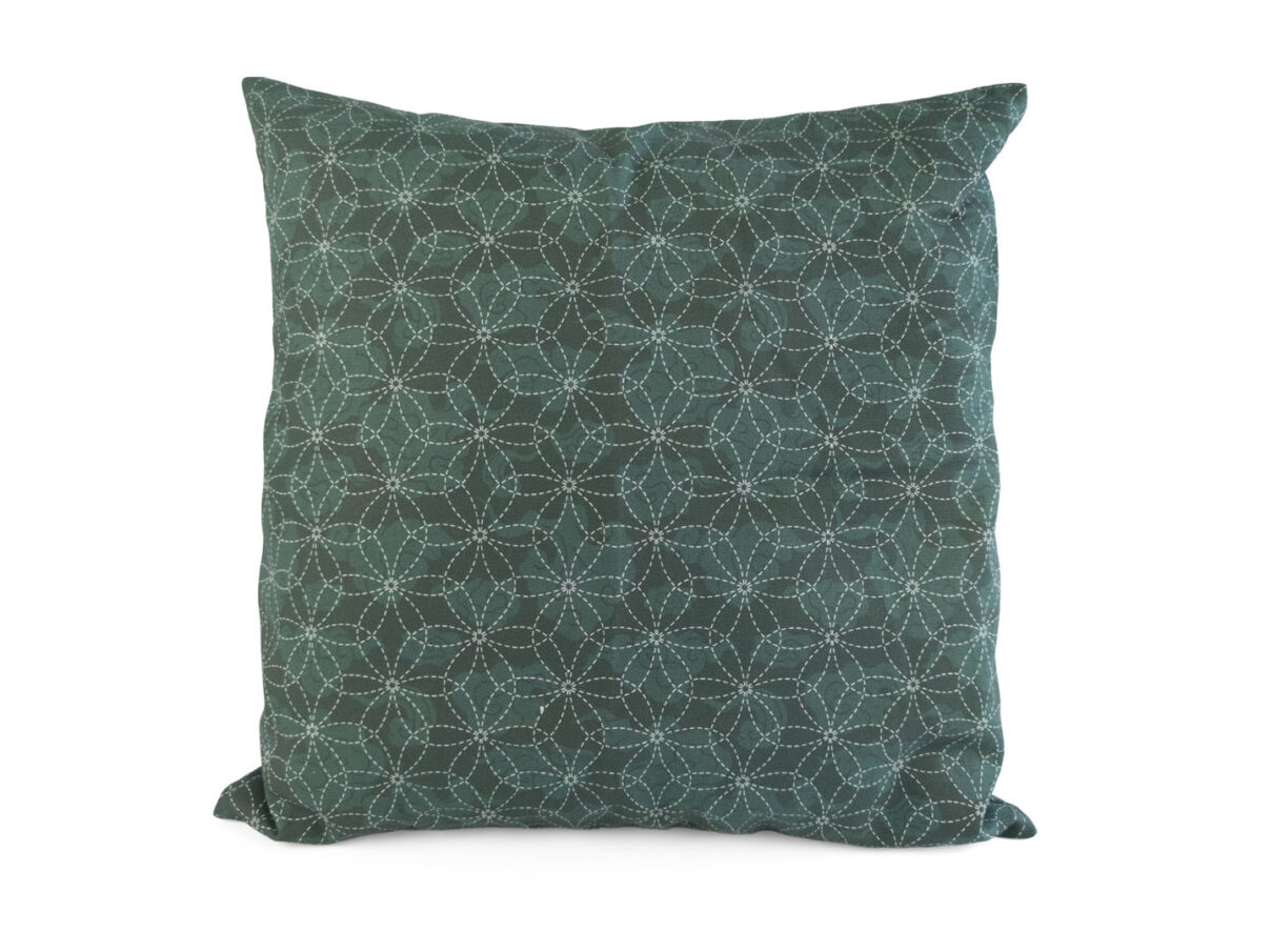 Kissenbezug 40x40cm – Sashiko-Muster schwarzgrün