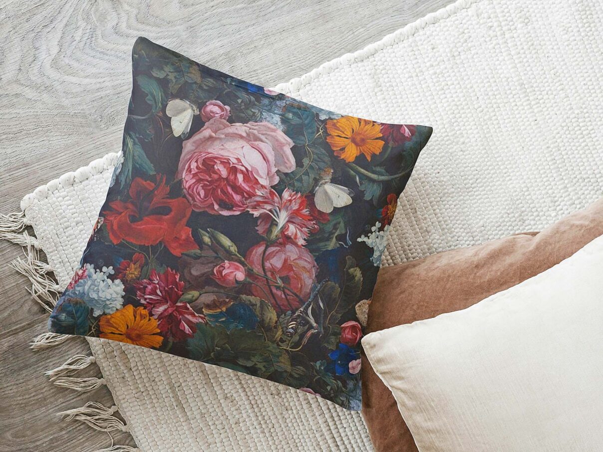 Kissenbezug 40x40cm – Barockes Blütengemälde
