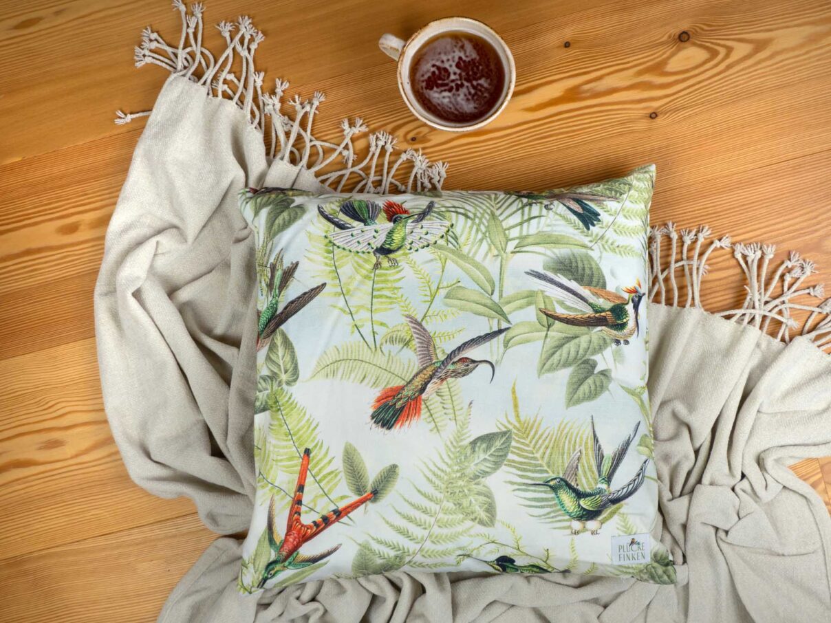 Kissenbezug 40x40cm – Kolibris im Dschungel