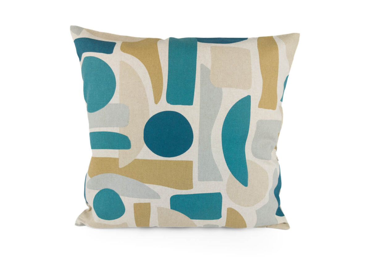 Kissenbezug 40x40cm – Retro-Muster petrol