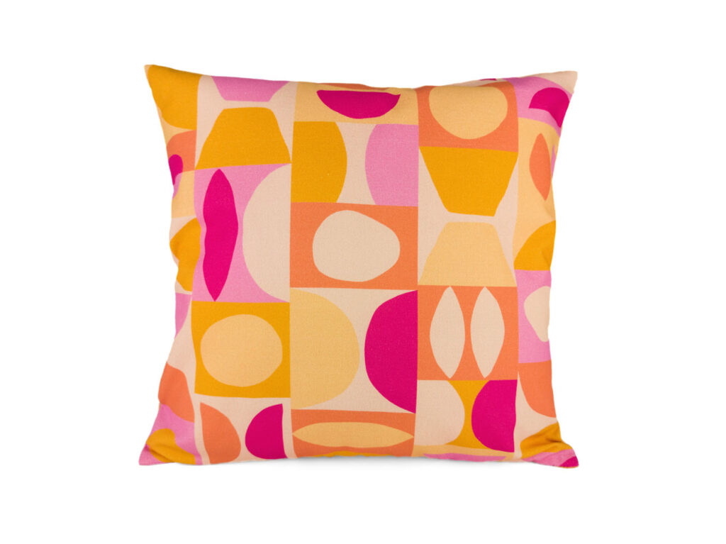 Kissenbezug 40x40cm im Design Retro-Muster – handgefertigt in pink