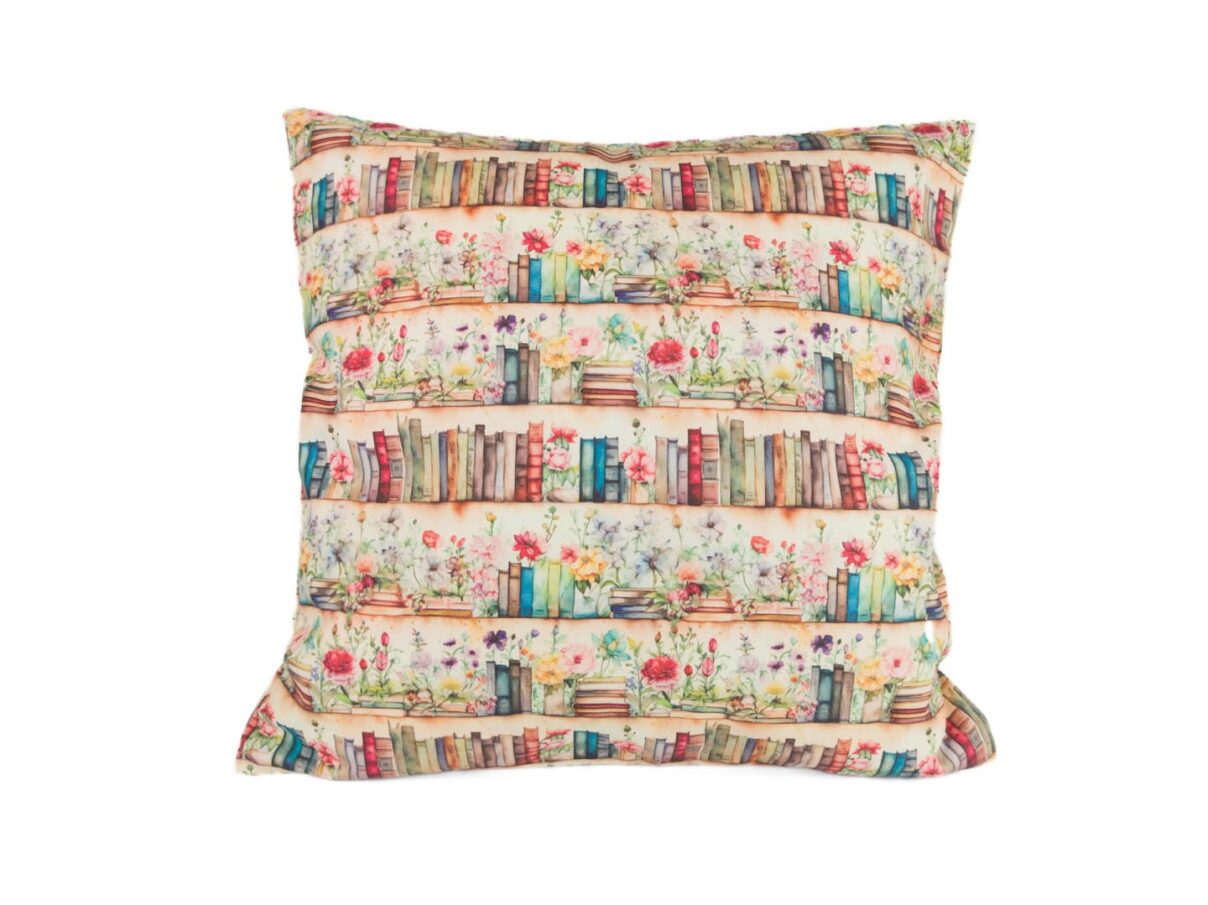 Kissenbezug 40x40cm – Bücherregal floral
