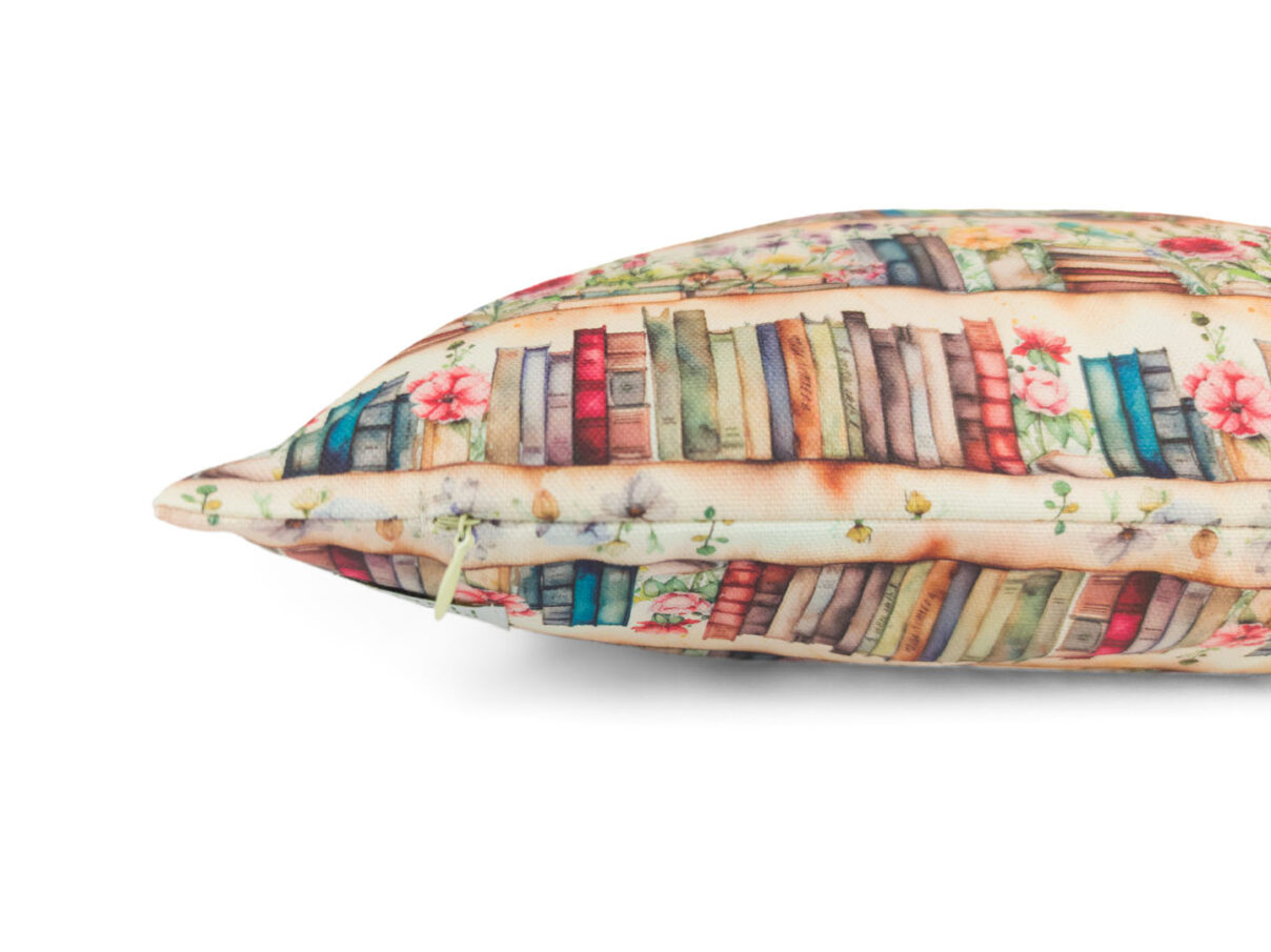 Kissenbezug 40x40cm – Bücherregal floral