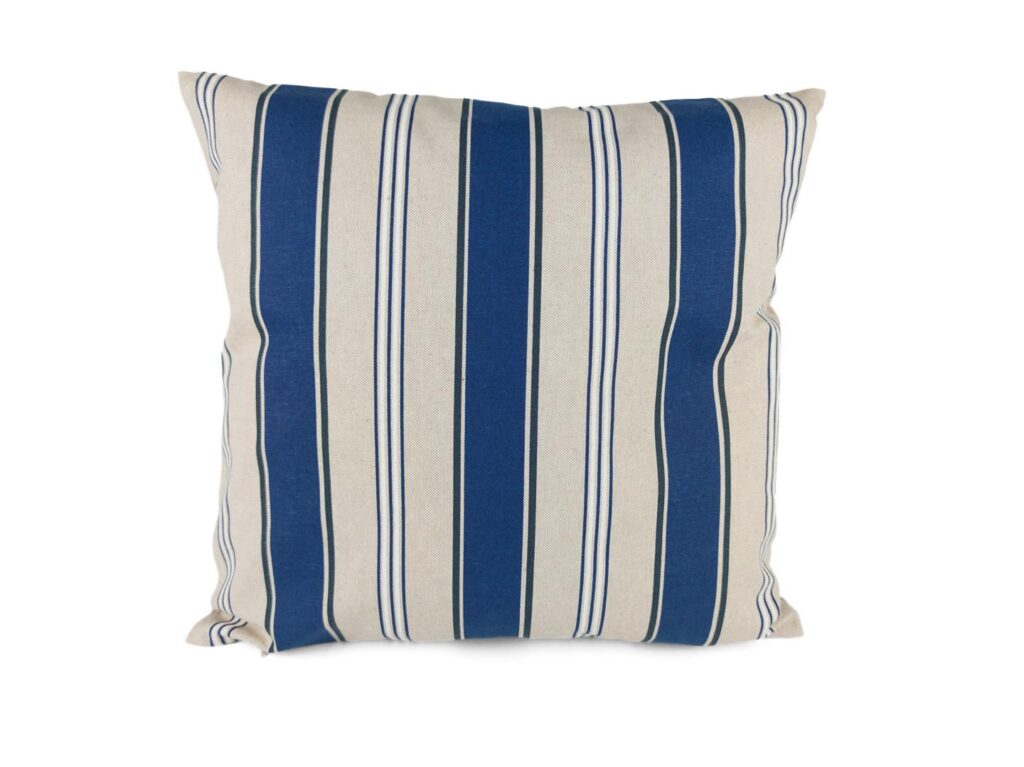 Kissenbezug 40x40cm im Design Maritime Streifen – handgefertigt in blau, weiß, schwarz, beige