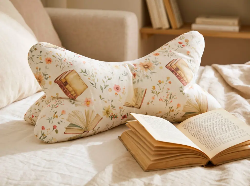 Leseknochen als Kissen zum Lesen auf dem Sofa