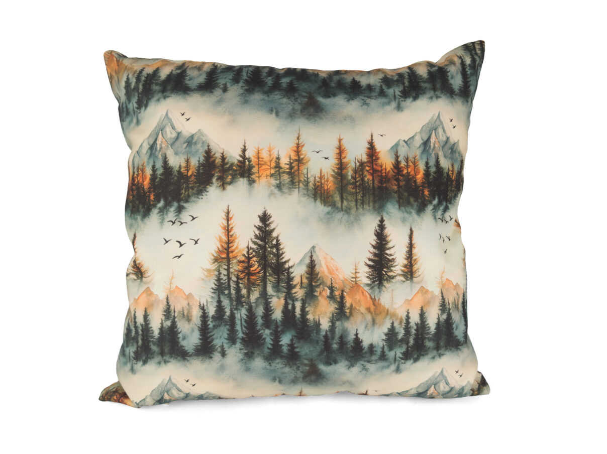Kissenbezug 40x40cm – Nebelwald und Berge